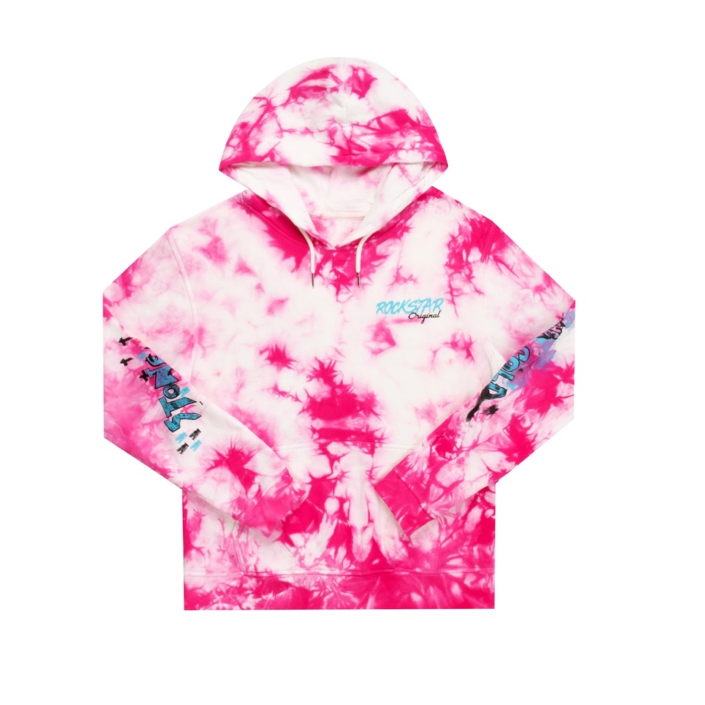 Rockstar Original Zayden Pink Tie-Dye Hoodie Men’s 3X Skulls Streetwear